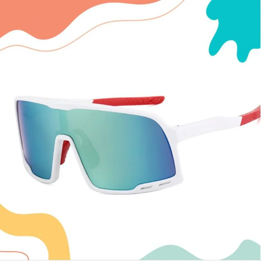 Sport Men Sunglasses Outdoor White‎ Frame Blue Mirror Lens Beach Shades Fishing